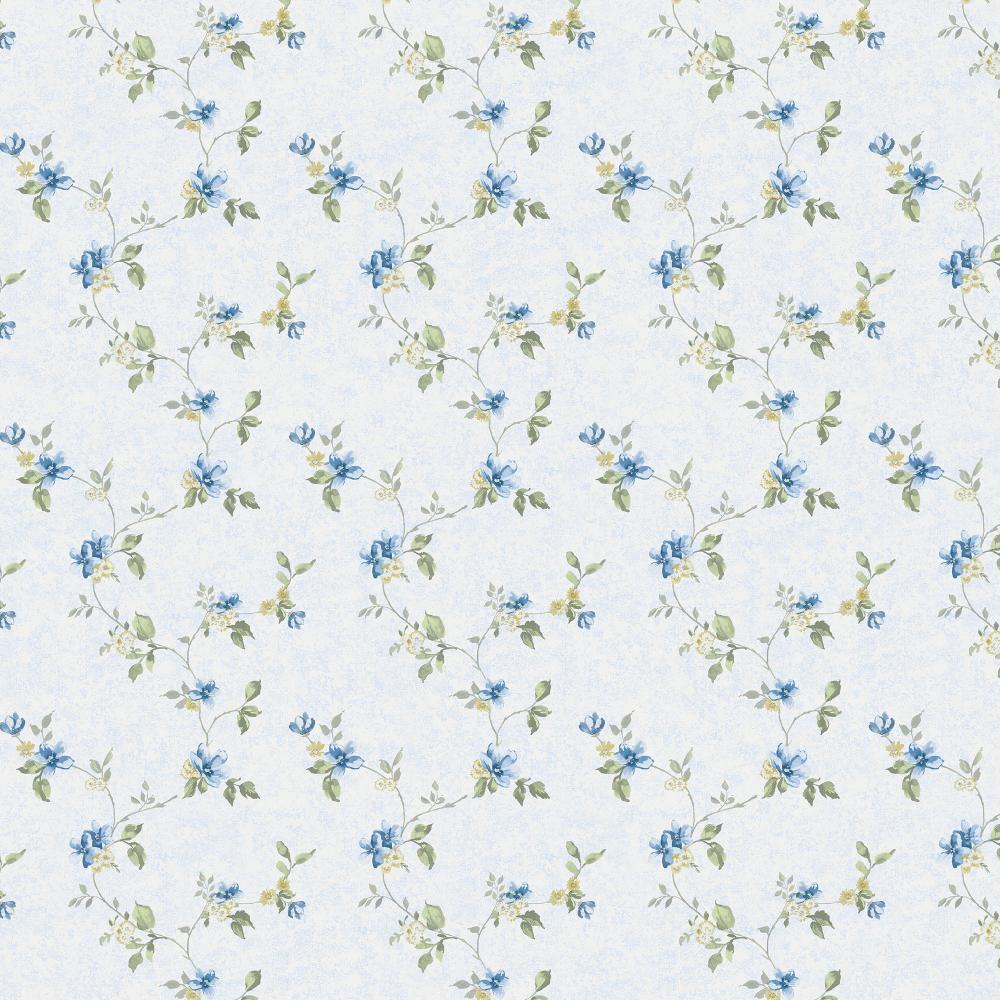 Patton Wallcoverings PF38175 Pretty Florals Mini Floral Trail Wallpaper in Blue, Green